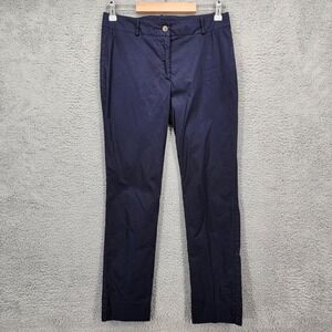 Rosso35 Genova Navy Blue Cotton Blend Flat Front Ankle Pants Womens Size 42 US 6
